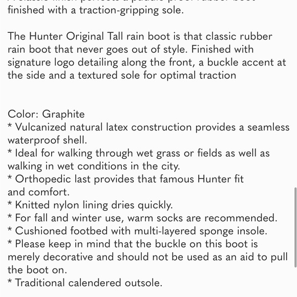 Hunter Original Tall Wellington Waterproof gray Rain Boot size 6 - Picture 6 of 7